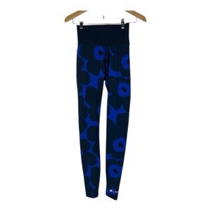 Marimekko x Adidas Sz S Blue Flower Leggings EUC